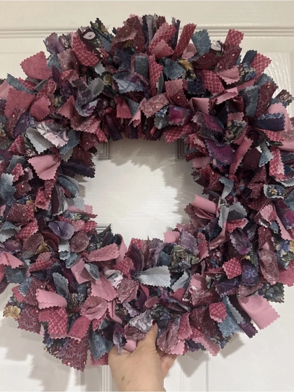 Handmade Fabric Rag Wreath Cottagecore Grandmacore 